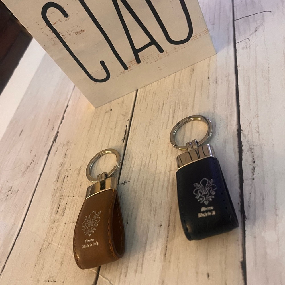 Brown and dark blue Leather Keychain lot of 2